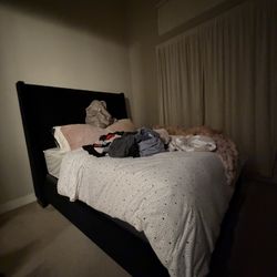 QUEEN BED FRAME AND BOX SPRING