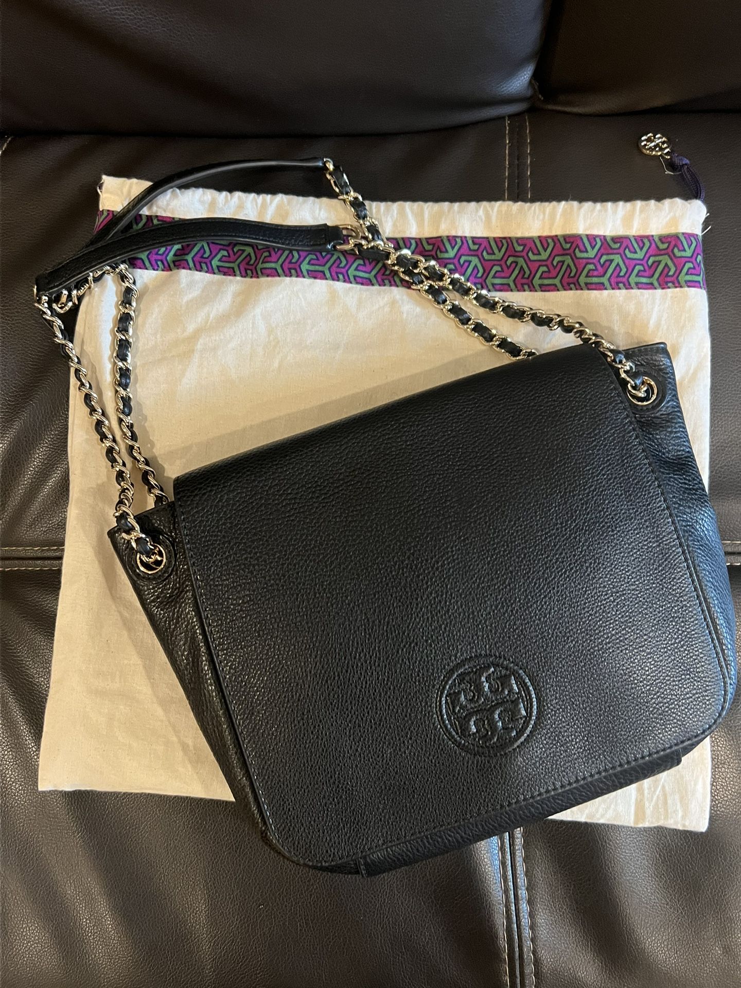 Tory Burch Leather Shoulder Bag (Black)
