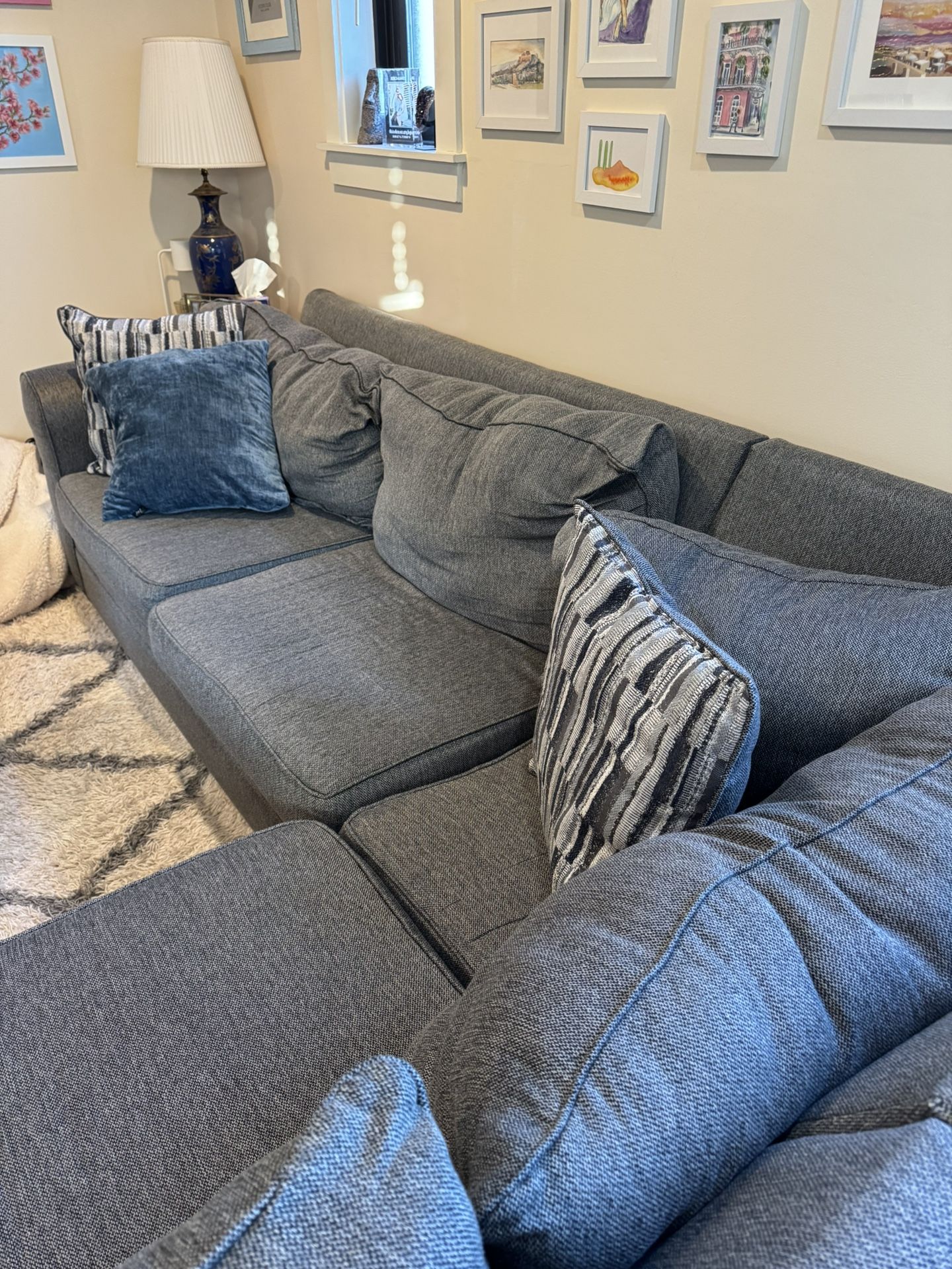 Gray Sectional Sofa - Nova 3-piece Couch