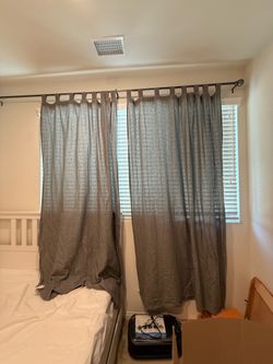 Grey Curtains + Curtain Rod