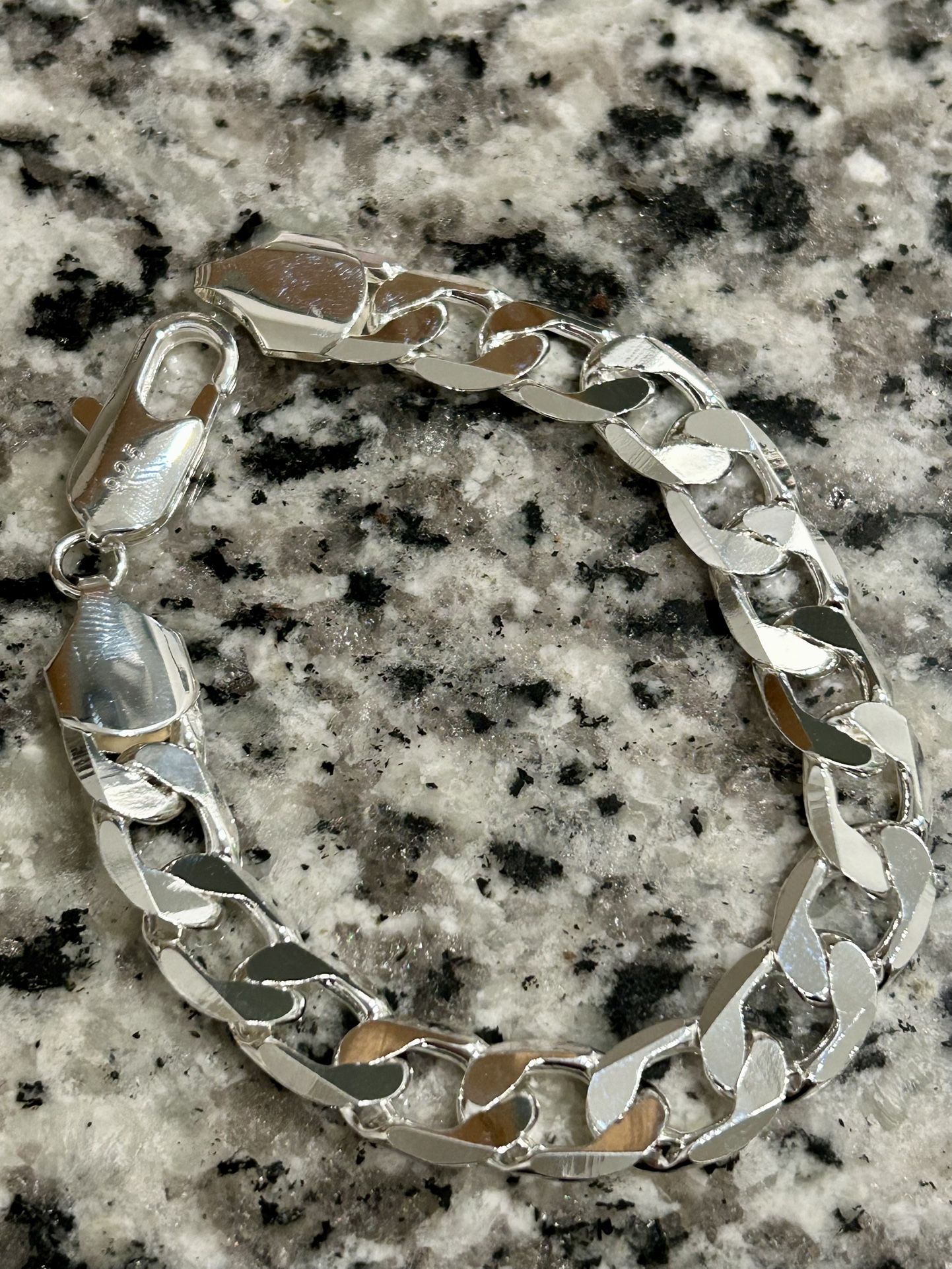 New S925 stamped sterling silver chain-link bracelet