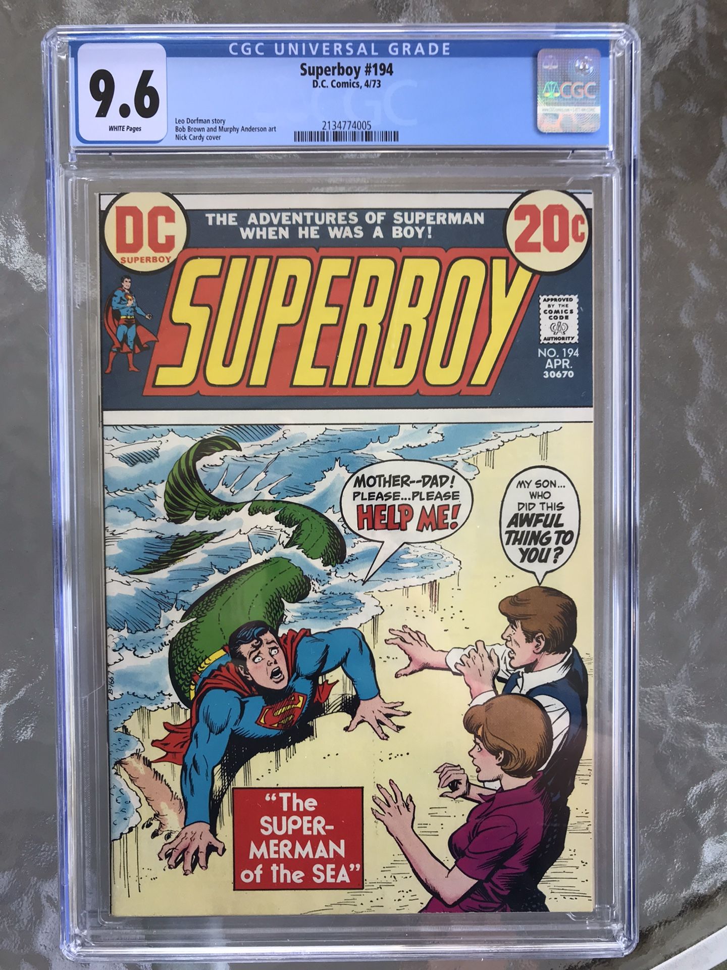 Superboy #194 (1973) CGC 9.6 — Nick Cardy Merman Cover; Bob Brown