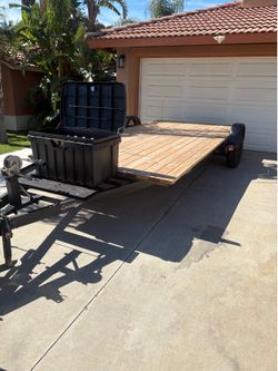 Flat bed Trailer 14 ft long 7 feet wide in between fenders with NEW Pink and NEW LED Lights ready to tow  small golf cart or quads or building materia