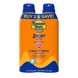 Banana Boat Ultra Sport Clear Sunscreen Spray, SPF 50 2 Packs