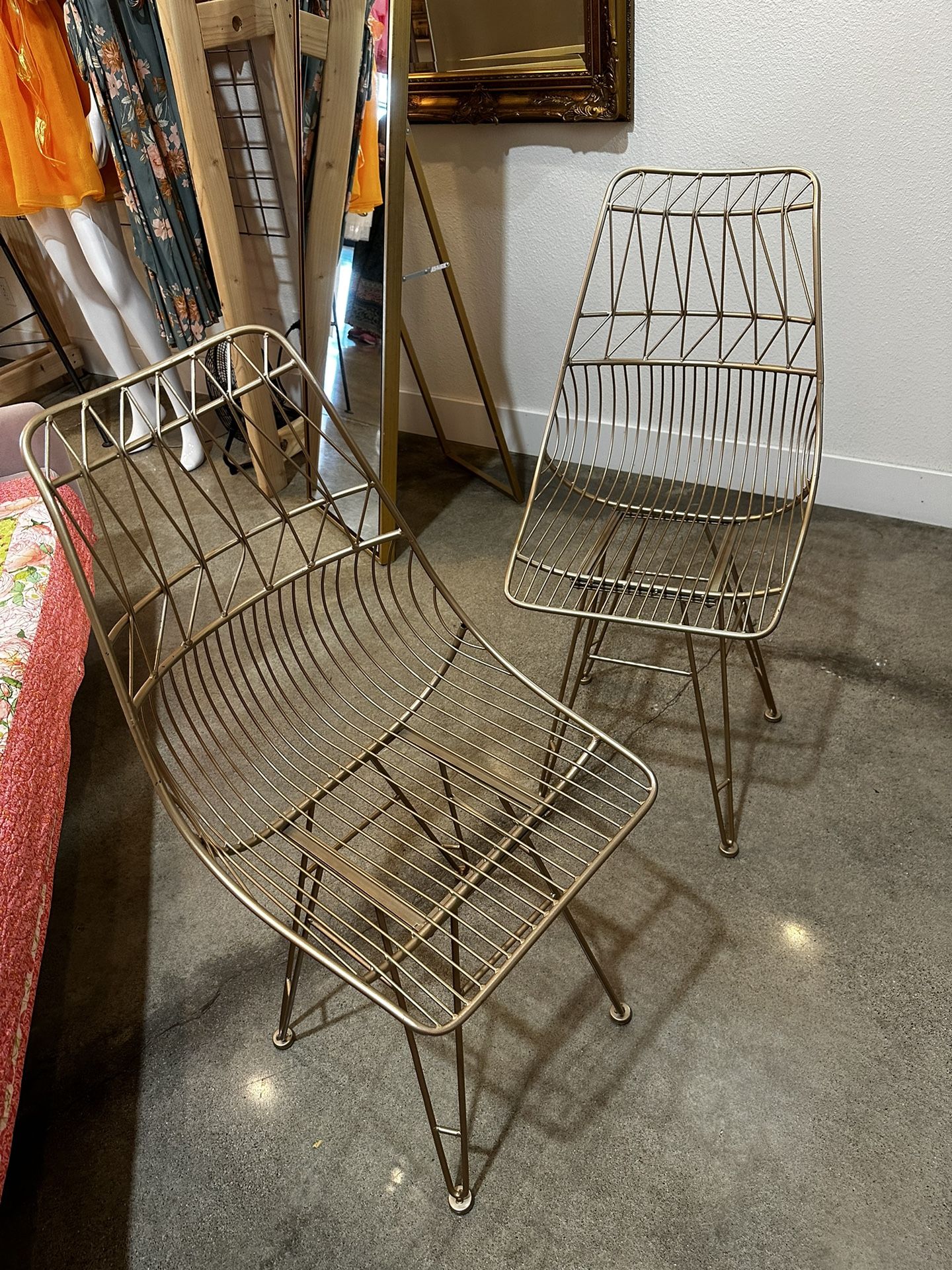 Wire Boutique Rose Gold Chairs (set) Of 2