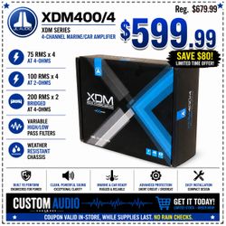 JL Audio Marine Or Car Power Amplifier 800 Watts 4 Ch Speaker System Amp XDM400/4 🚨 Payment Options Available 🚨 No Credit Needed 🚨