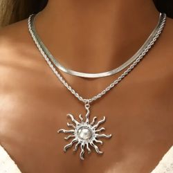 *CLOSEOUT* Double Layer Sun Burst Necklace One Piece Adjustable.  Brand New