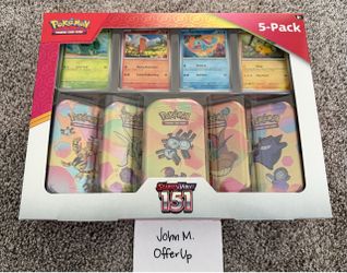 Pokémon TCG: Scarlet & Violet 151 5-Pack Mini Tins + 4 Promo Cards NEW/SEALED