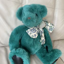 1992 Victoria's Secret Plush Teal Green Teddy Bear by Gund 11" Sitting