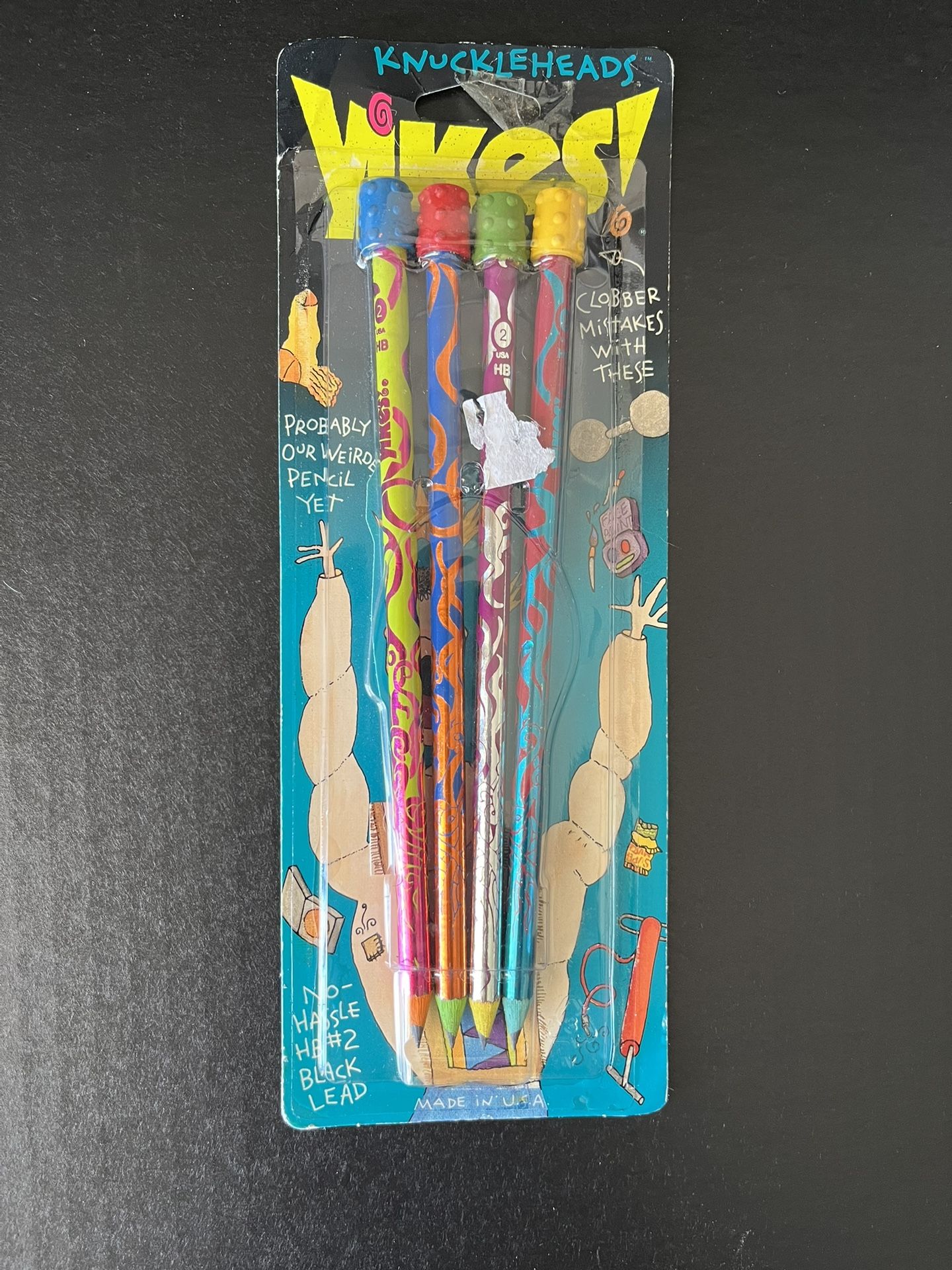 Vintage 1990’s Yikes! Knuckleheads Pencils With Erasers