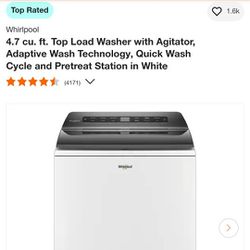 Whirlpool Top Loading Washing Machine (Not Working, For Parts Only)