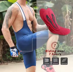 X-TIGER Men's Cycling Bid Shorts L-XL Long Distance Riding Pro High Density Foam Cushion 5cmLeg grip