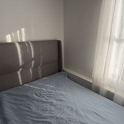 Queen size grey bed frame & ikea matress together