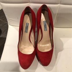 Prada Suede Red Shoes 