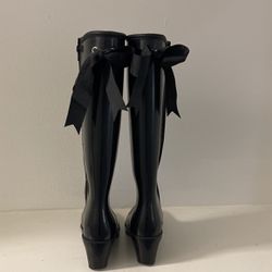 Rain Boots with side Zipper, High Rise, Bow Detail In Back