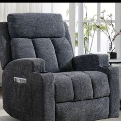 Brand New Chenille Dark Gray Heat And Massage Recliner