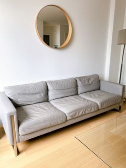 American Leather Savino 3 Seat All Leather Sofa in Tahitian Pearl for Sale $2115