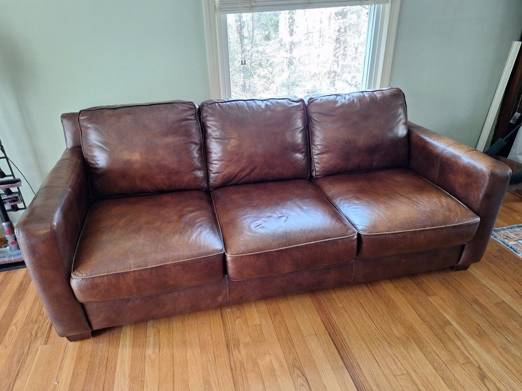 Thomasville Brown Leather Sofa
