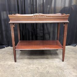 Traditional Wood Two-Tier Serving Table with Gallery Top