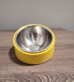 Yellow Slanted Dog Bowl, Non-Skid & Non-Spill, Small