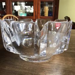 Vintage 1970’s Orrefors Sweden Corona Crystal Bowl by Lars Hellsten