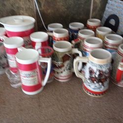 Antique Collection of Vintage Budweiser Mugs