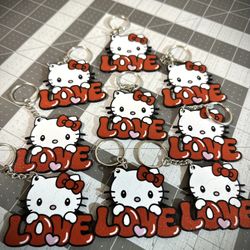 3d Printed Hello Kitty Love Keychain 
