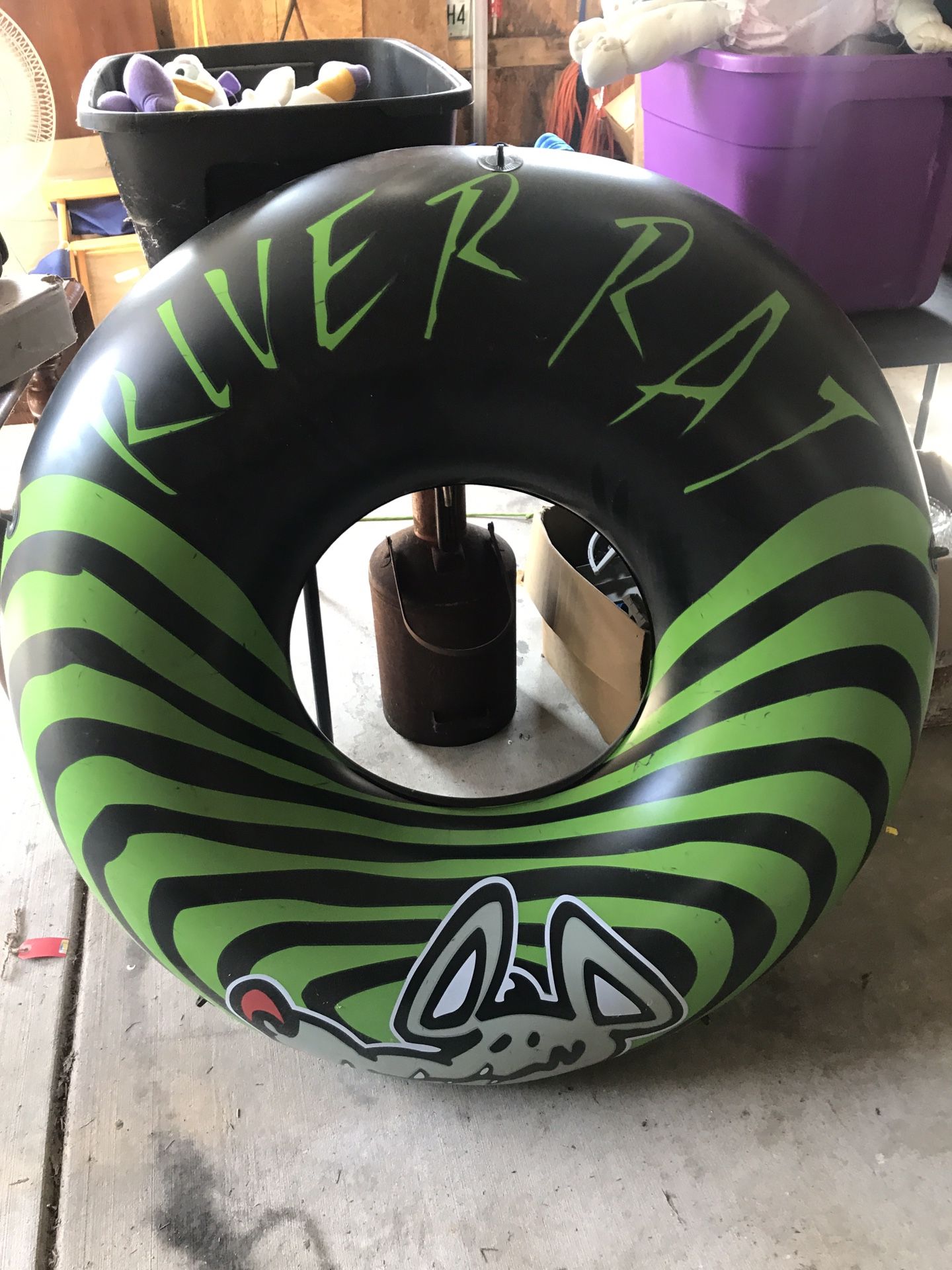 Deflated River Rat Float Intex River Rat 48-Inch Inflatable Tube Raft For Lake, Pool, or River ...