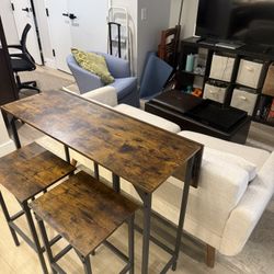 Folding bar/dining table and stool set