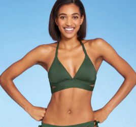 Kona Sol Green Wrap Bikini Top M