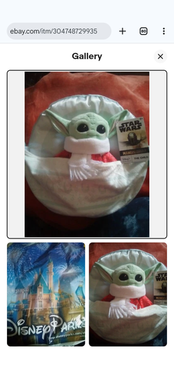 Disney Star Wars Mandalorian The Child Grogu Holiday Plush in Hover Pram New