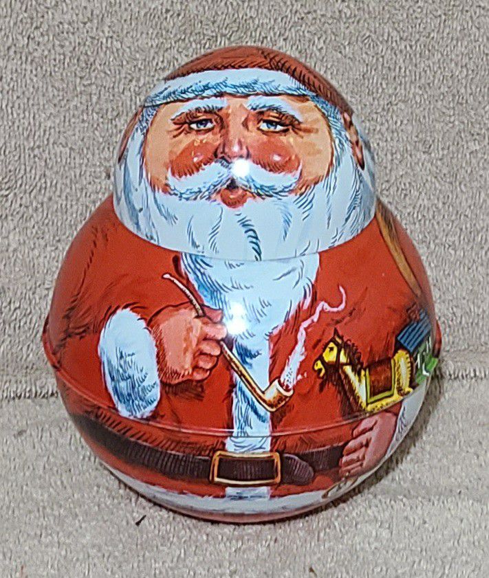 Vintage Roly Poly Tin Santa Clause, Chein Ind., 1980