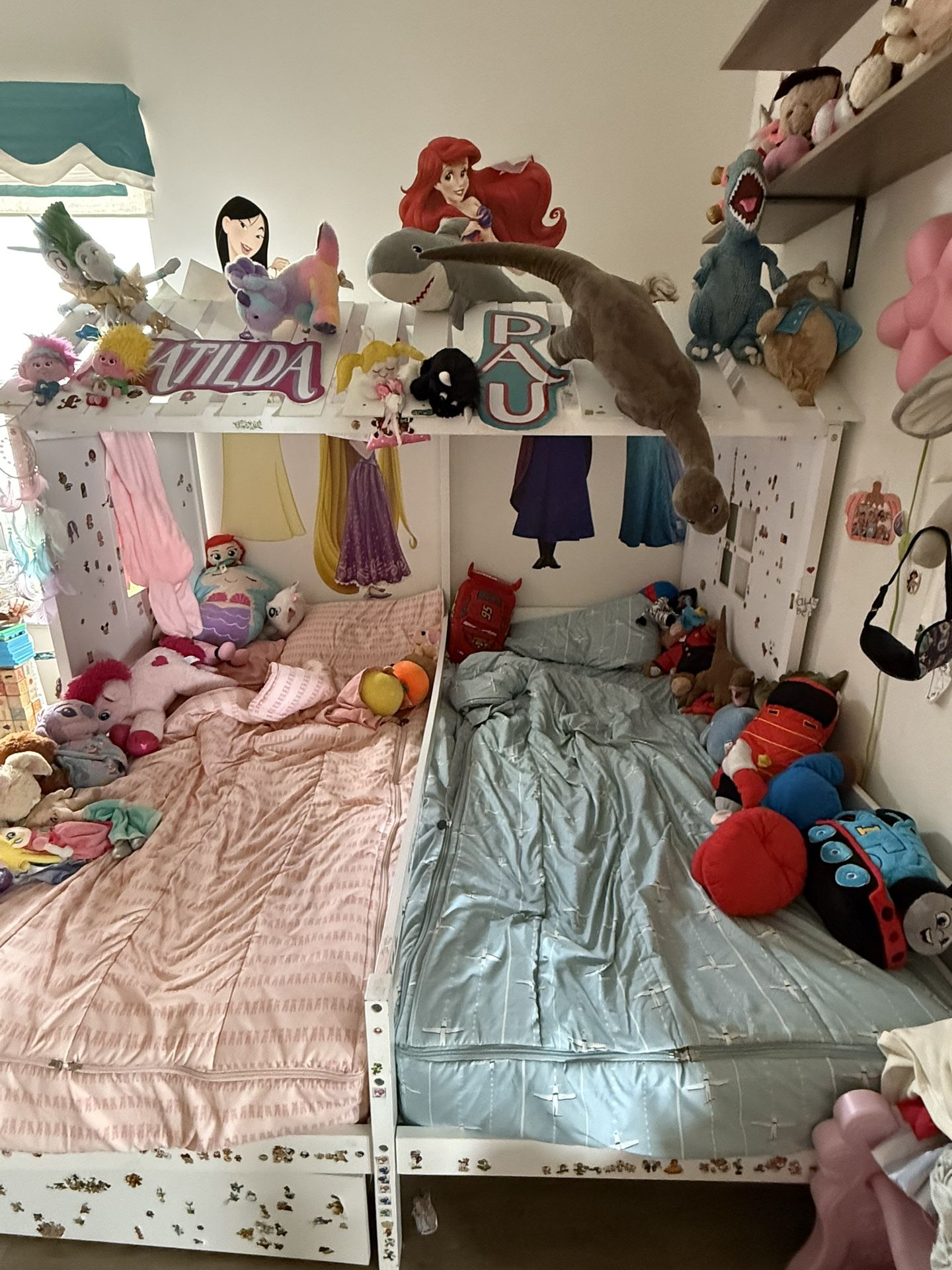 Kids Twin House Bed – 2-in-1 Design with Canopy Roof