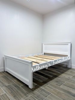 White full size bed frame