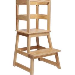 Children's stool with safety railing, for children 18 months and older. Dimensions: 18.1"D x 18.1"W x 34.8"H inches. Excellent condition.