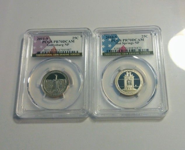 Set of (2) Certified Quarter Dollar Coins Grade 70 The Highest Certification, Very Nice to Collect