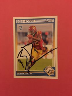 Autograph Card Signed By USC Wr Brenden Rice.
