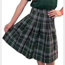 A+ School Apparel Pleated Skirt Green Plaid 75, Size 12 *Brand new*
