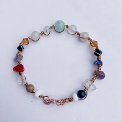 Handcrafted  Bracelets W/Cooper, Gemstones Beads.
