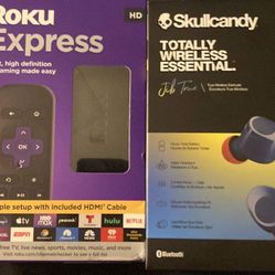 BOGO !! Roku Express+ Skullcandy Wireless Headphones. Both Brand New In Box  Never Opened Only Asking $30!!!!