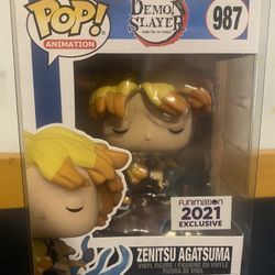 Funko Pop Animation Demon Slayer Zenitsu Agatsuma Funimation 2021 Exclusive comes in Pop Protector