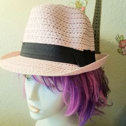 Pink Straw Boho Hat