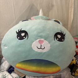 Squooshie Giant Large Pillow Toys - Blue Rainbow Caticorn