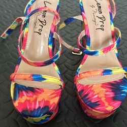 Lemon Drop Tye Dye Heels Size 7