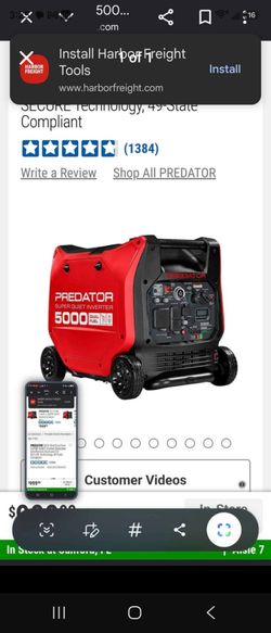 Predator 5000W Dual Fuel Super Quiet Inverter Generator