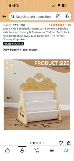 Wooden kids bookshelf