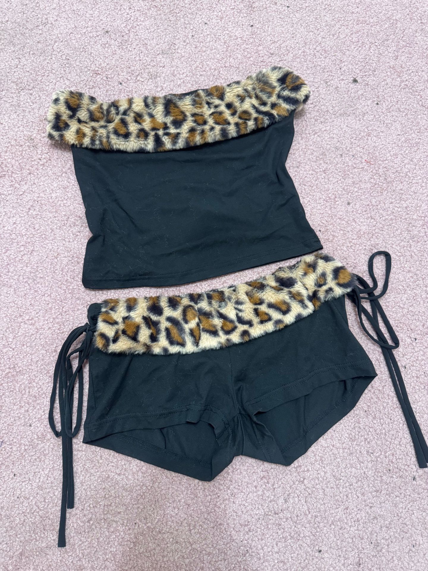 New large cheetah leopard fur print outfit costume cat festival goth emo y2k top