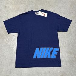 Nike navy blue embroidered logo t-shirt L