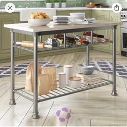 Kitchen Island / Prep Table – Quartz Top – Crate & Barrel Style