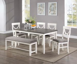 Dining table set with bench